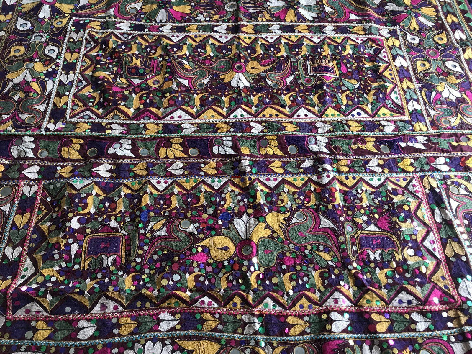 958 Amazing Gujarat Ceremonial Animal Cover with Embroidery - Gujarat-WOVENSOULS-Antique-Vintage-Textiles-Art-Decor