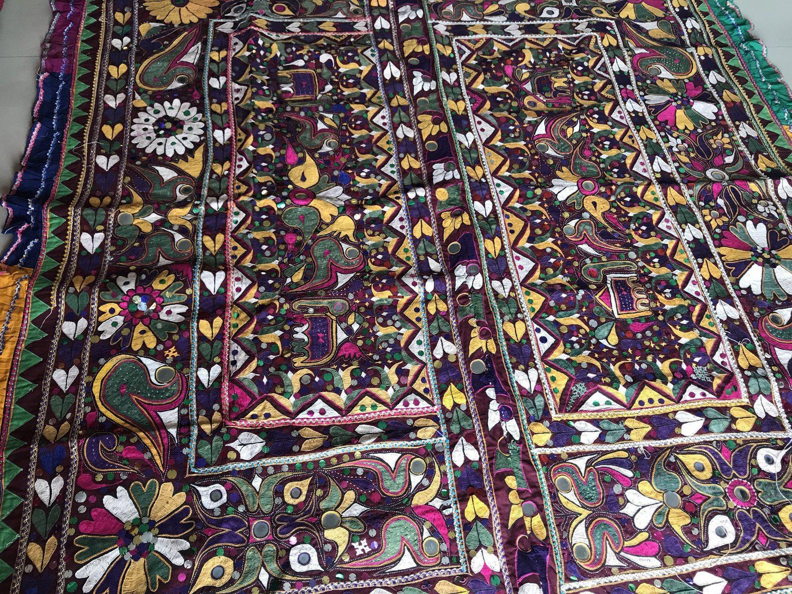 958 Amazing Gujarat Ceremonial Animal Cover with Embroidery - Gujarat-WOVENSOULS-Antique-Vintage-Textiles-Art-Decor