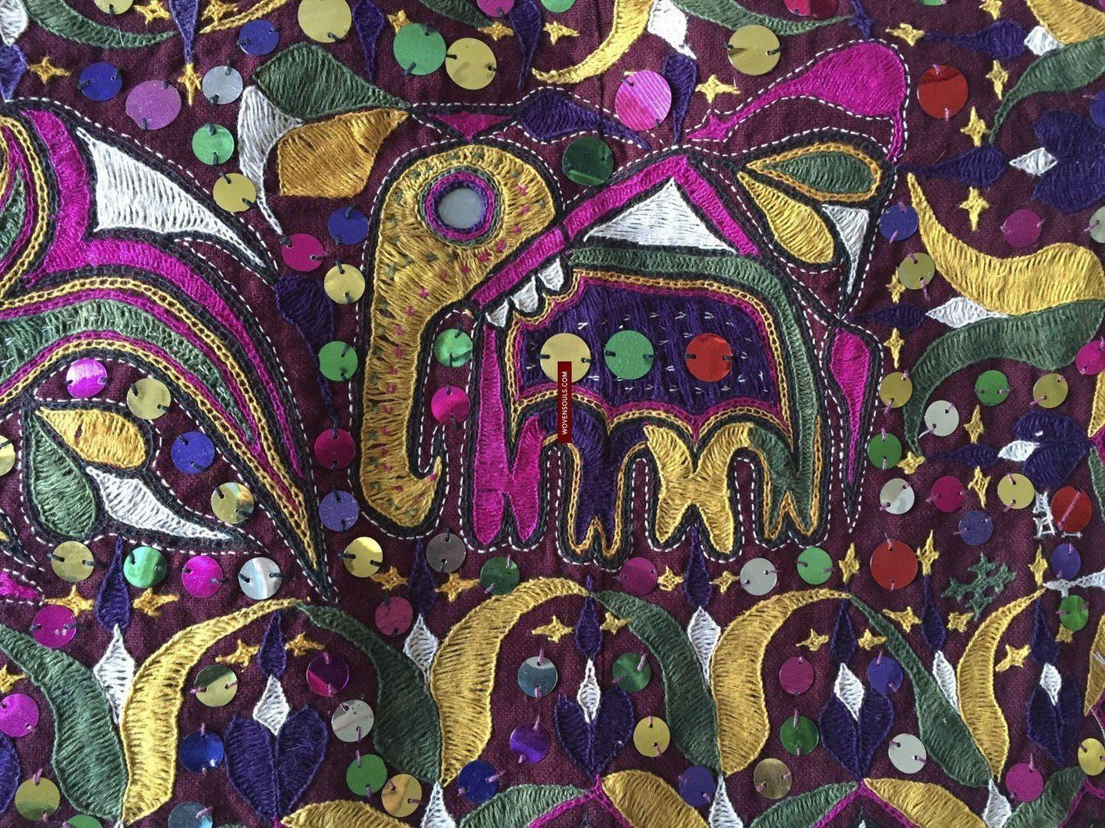 958 Amazing Gujarat Ceremonial Animal Cover with Embroidery - Gujarat-WOVENSOULS-Antique-Vintage-Textiles-Art-Decor