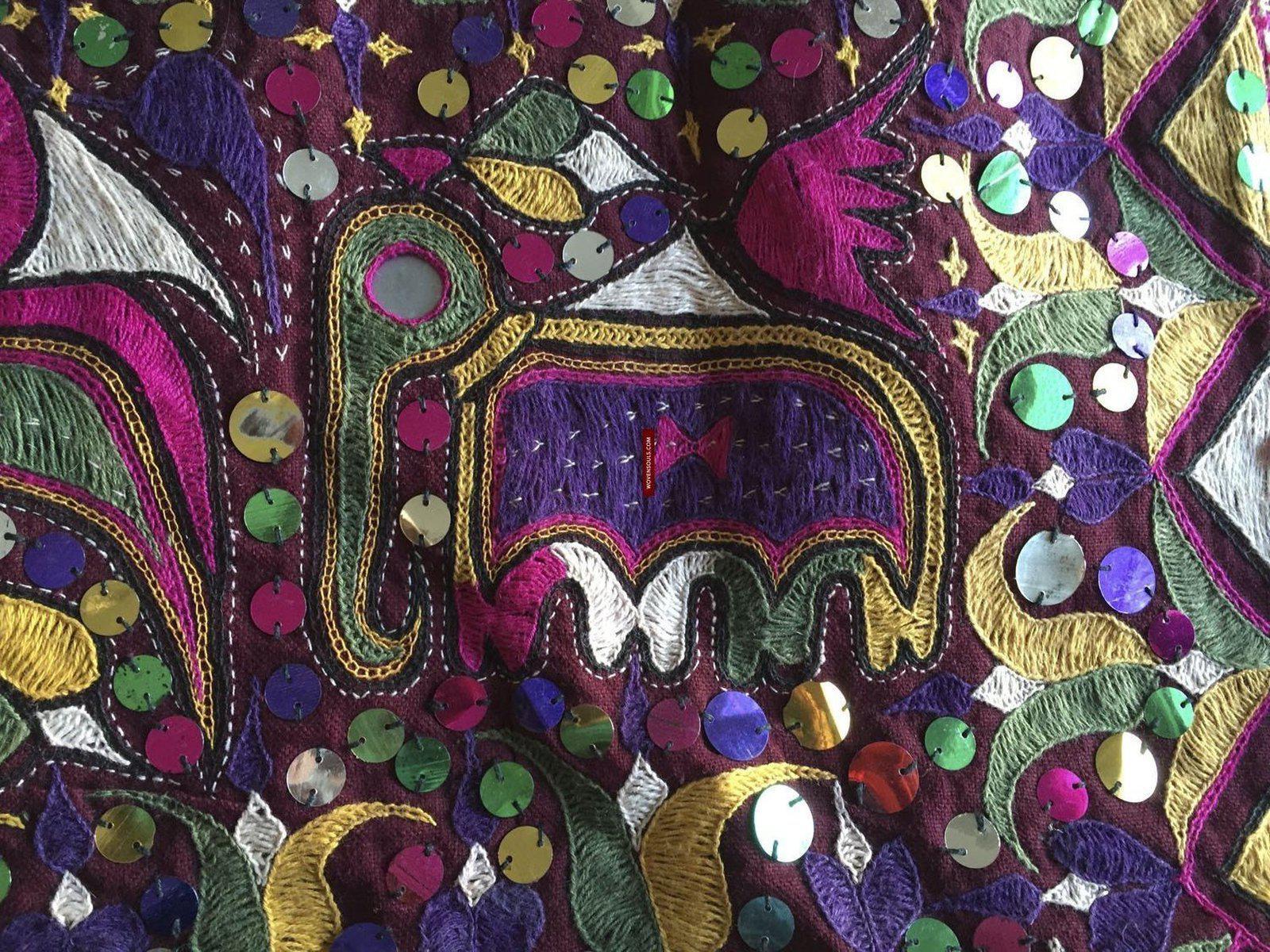 958 Amazing Gujarat Ceremonial Animal Cover with Embroidery - Gujarat-WOVENSOULS-Antique-Vintage-Textiles-Art-Decor