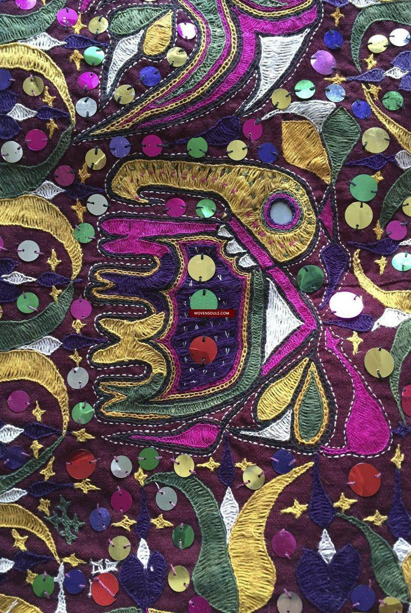 958 Amazing Gujarat Ceremonial Animal Cover with Embroidery - Gujarat-WOVENSOULS-Antique-Vintage-Textiles-Art-Decor