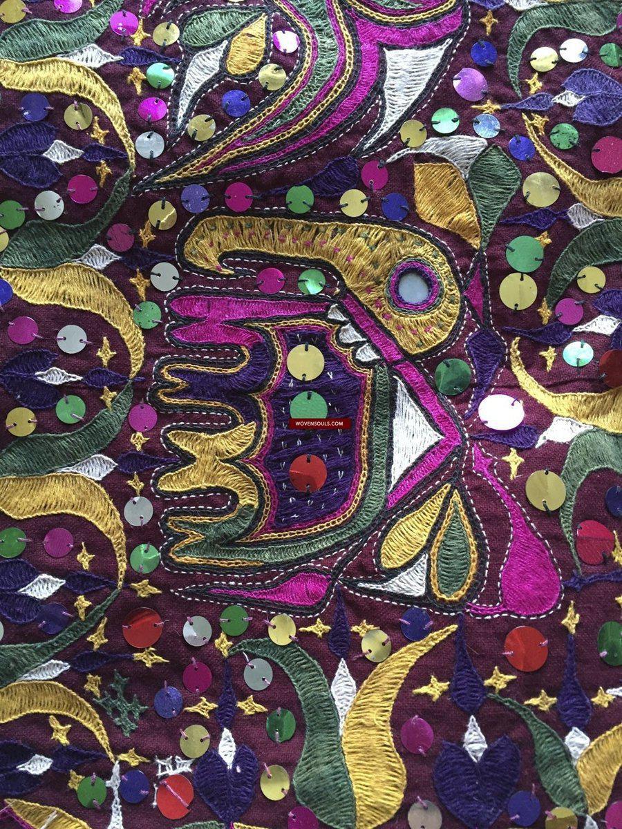 958 Amazing Gujarat Ceremonial Animal Cover with Embroidery - Gujarat-WOVENSOULS-Antique-Vintage-Textiles-Art-Decor