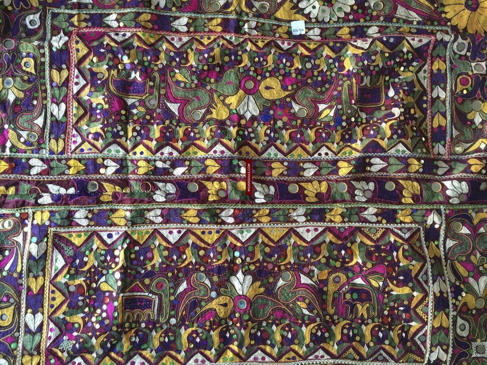 958 Amazing Gujarat Ceremonial Animal Cover with Embroidery - Gujarat-WOVENSOULS-Antique-Vintage-Textiles-Art-Decor