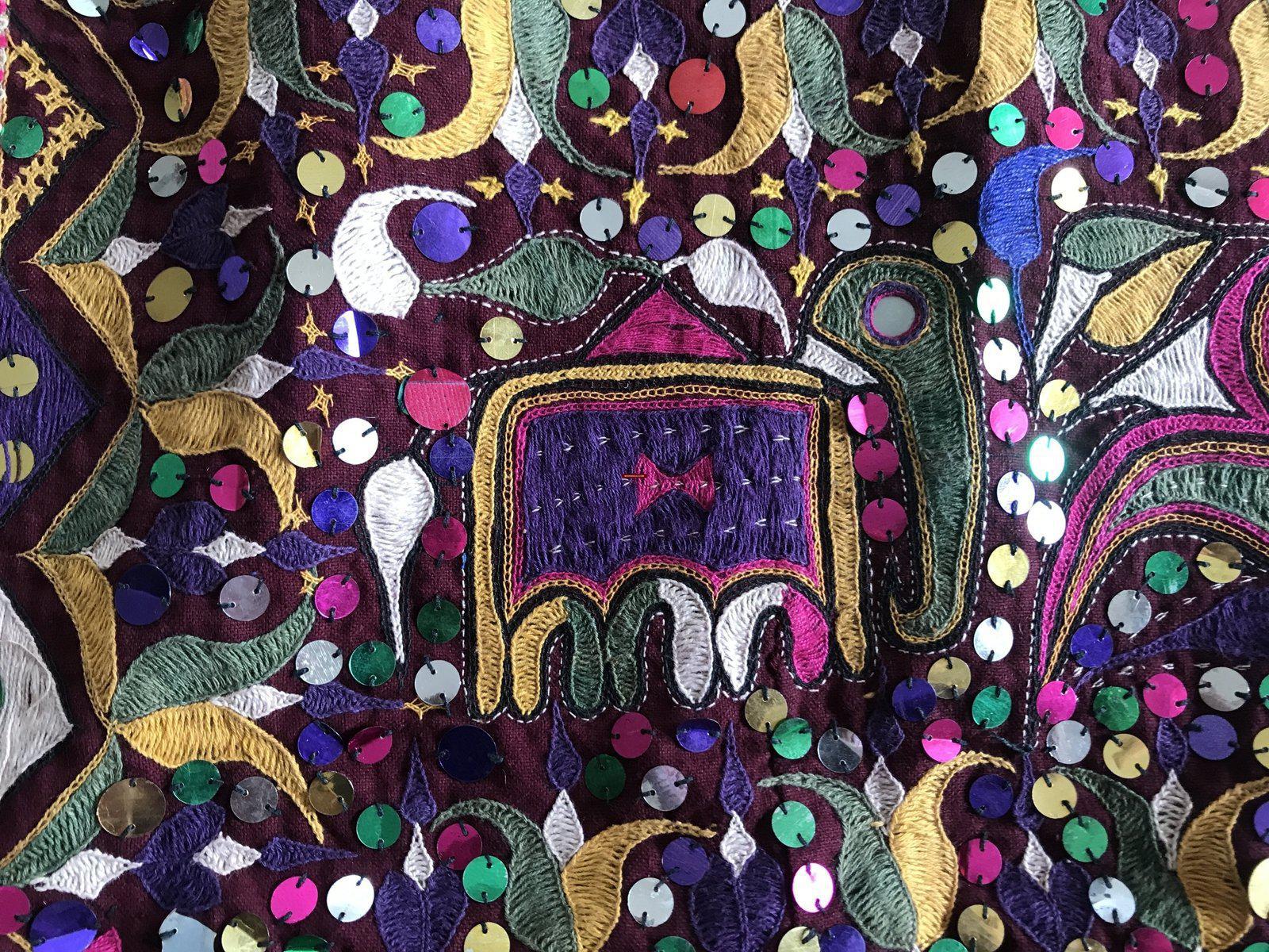 958 Amazing Gujarat Ceremonial Animal Cover with Embroidery - Gujarat-WOVENSOULS-Antique-Vintage-Textiles-Art-Decor