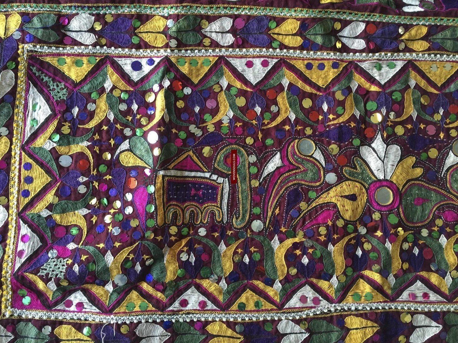 958 Amazing Gujarat Ceremonial Animal Cover with Embroidery - Gujarat-WOVENSOULS-Antique-Vintage-Textiles-Art-Decor