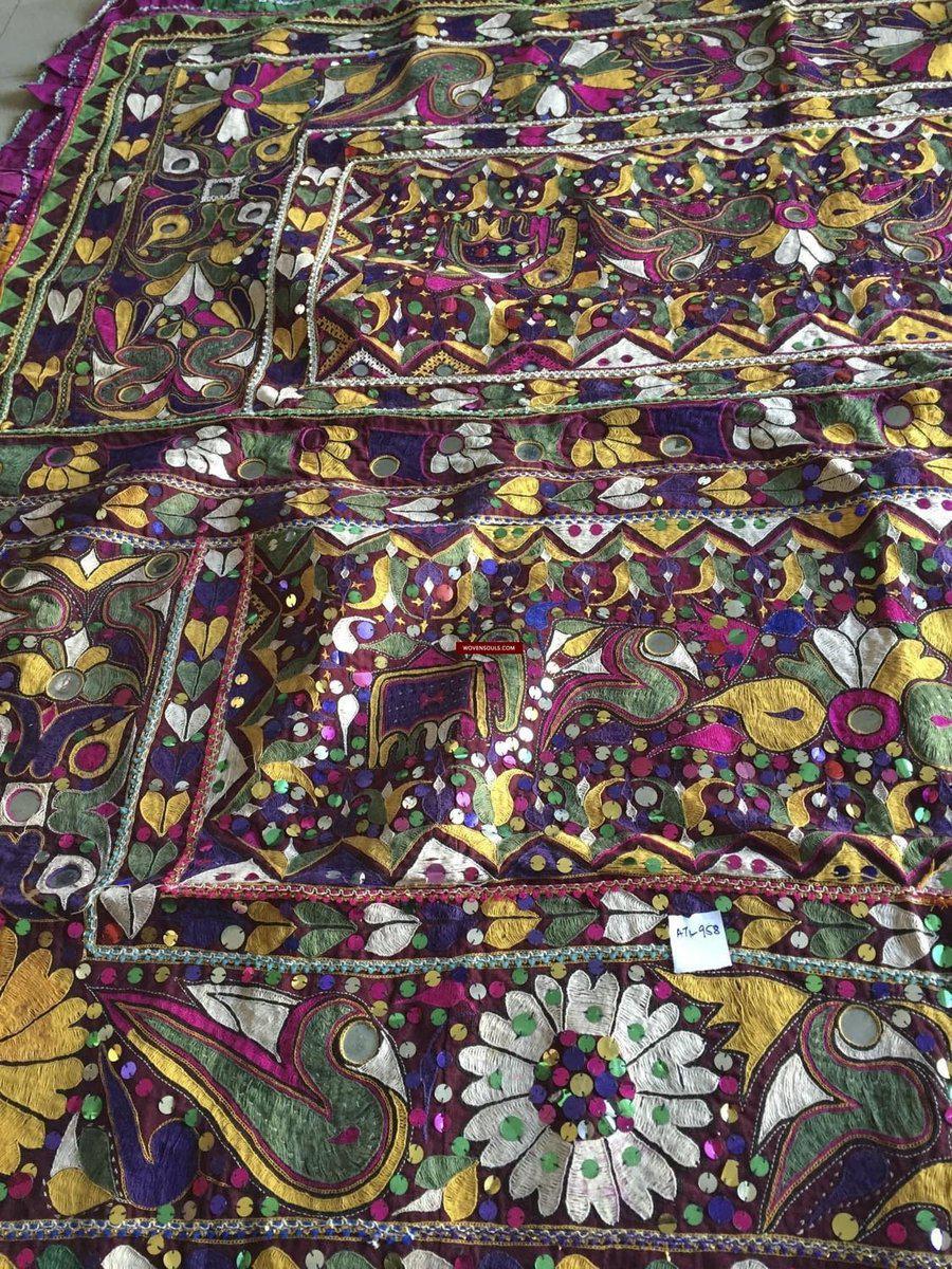 958 Amazing Gujarat Ceremonial Animal Cover with Embroidery - Gujarat-WOVENSOULS-Antique-Vintage-Textiles-Art-Decor