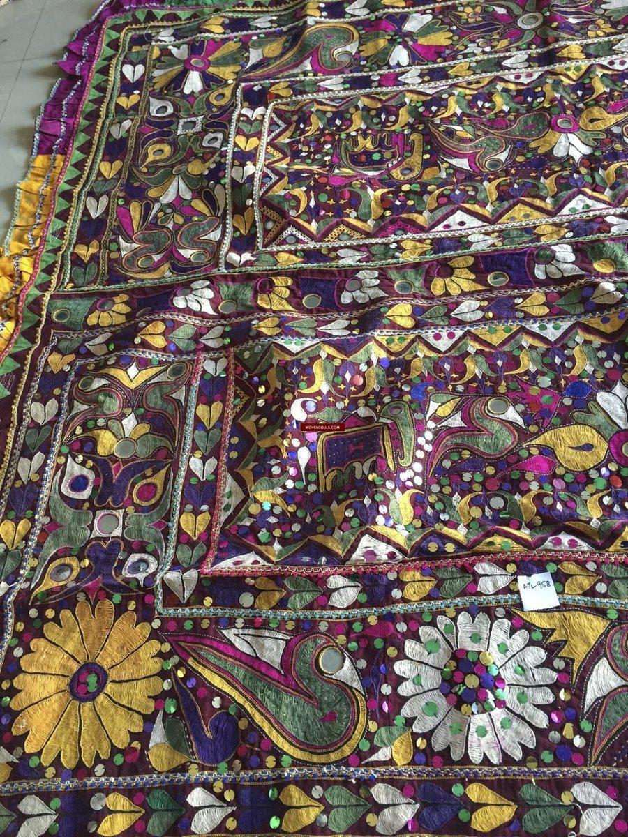 958 Amazing Gujarat Ceremonial Animal Cover with Embroidery - Gujarat-WOVENSOULS-Antique-Vintage-Textiles-Art-Decor