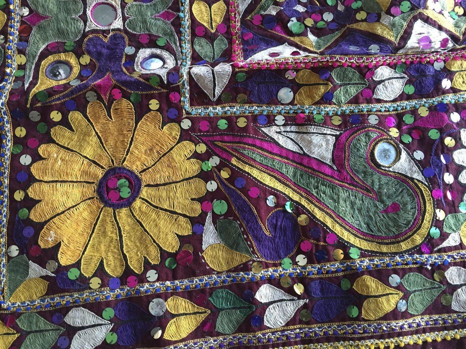 958 Amazing Gujarat Ceremonial Animal Cover with Embroidery - Gujarat-WOVENSOULS-Antique-Vintage-Textiles-Art-Decor