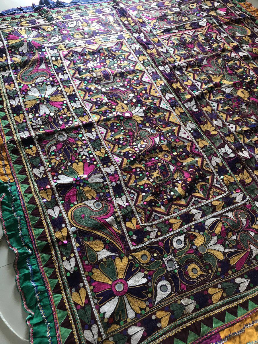 958 Amazing Gujarat Ceremonial Animal Cover with Embroidery - Gujarat-WOVENSOULS-Antique-Vintage-Textiles-Art-Decor