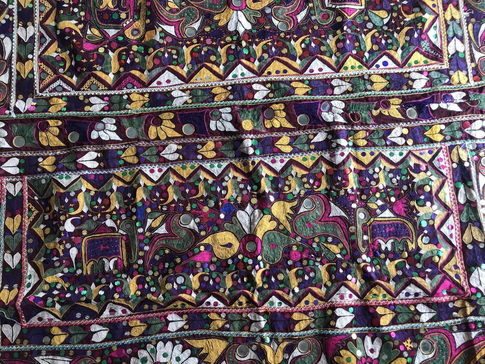 958 Amazing Gujarat Ceremonial Animal Cover with Embroidery - Gujarat-WOVENSOULS-Antique-Vintage-Textiles-Art-Decor