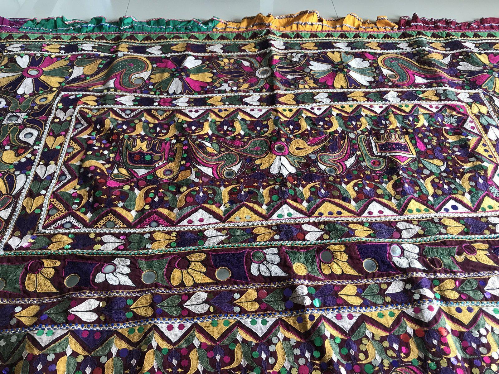 958 Amazing Gujarat Ceremonial Animal Cover with Embroidery - Gujarat-WOVENSOULS-Antique-Vintage-Textiles-Art-Decor