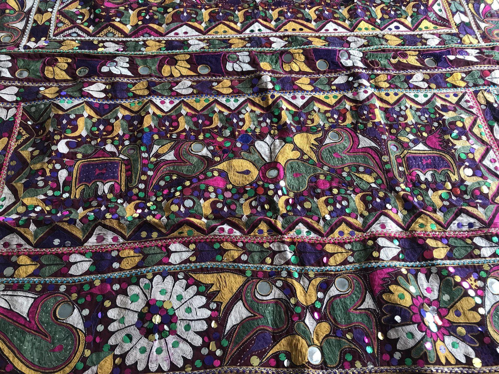 958 Amazing Gujarat Ceremonial Animal Cover with Embroidery - Gujarat-WOVENSOULS-Antique-Vintage-Textiles-Art-Decor