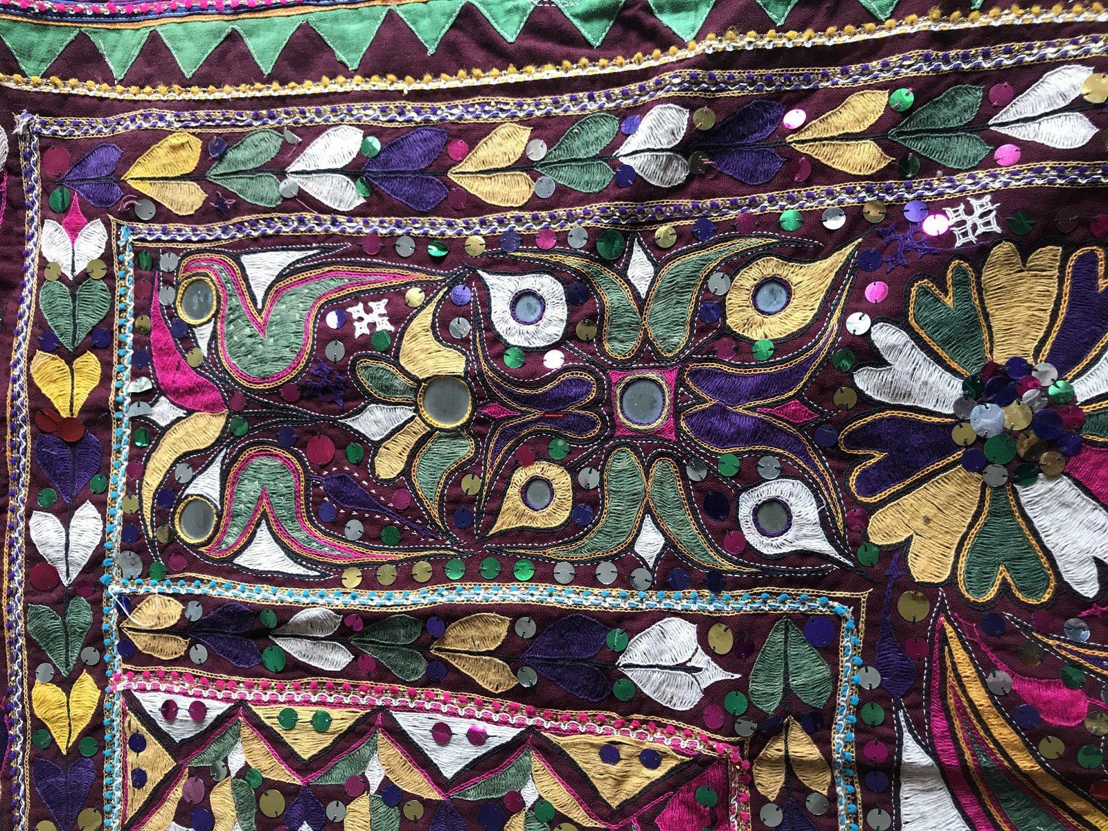 958 Amazing Gujarat Ceremonial Animal Cover with Embroidery - Gujarat-WOVENSOULS-Antique-Vintage-Textiles-Art-Decor