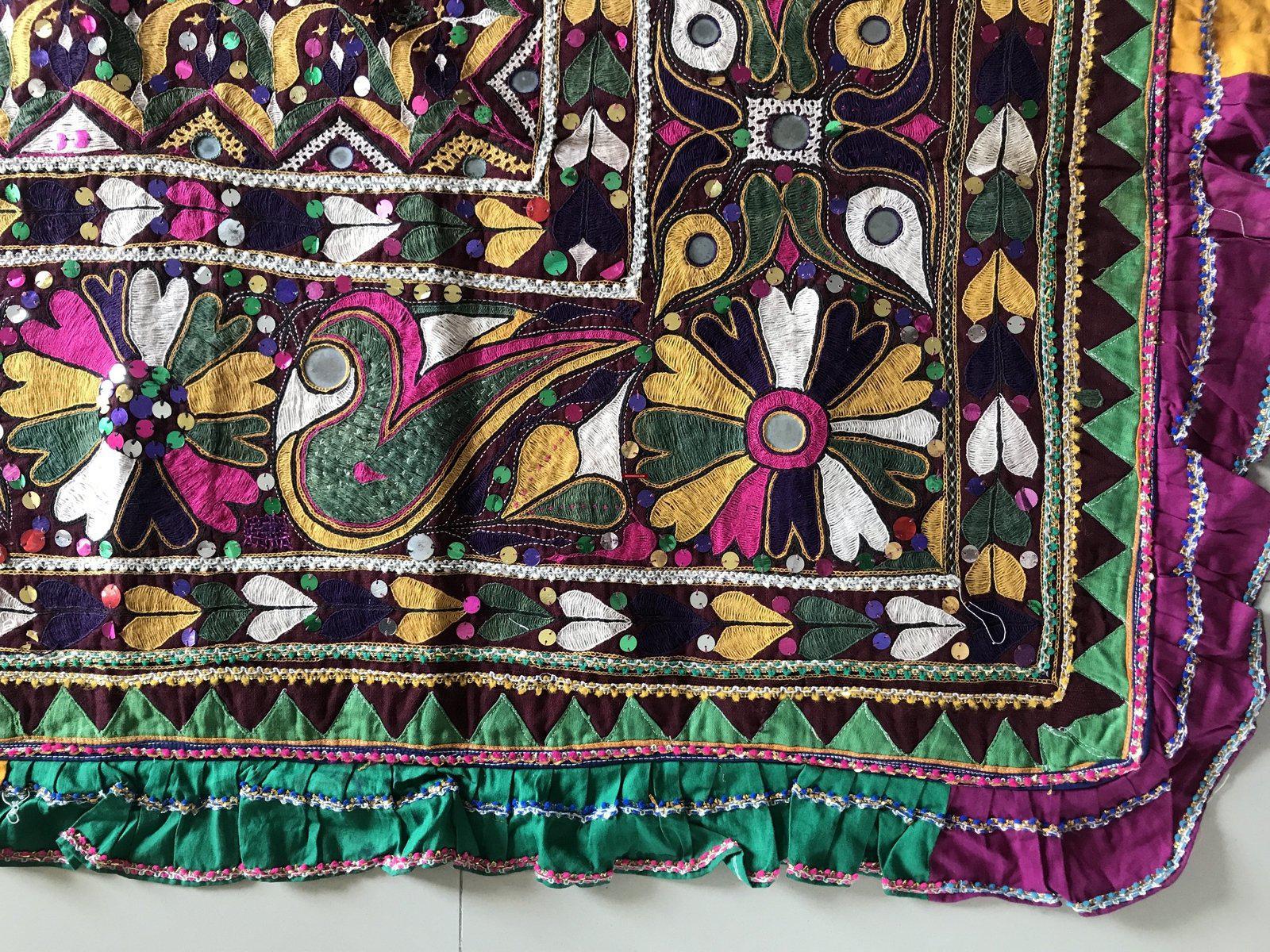 958 Amazing Gujarat Ceremonial Animal Cover with Embroidery - Gujarat-WOVENSOULS-Antique-Vintage-Textiles-Art-Decor