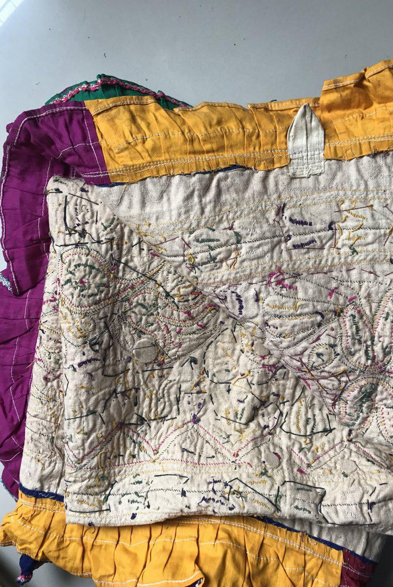 958 Amazing Gujarat Ceremonial Animal Cover with Embroidery - Gujarat-WOVENSOULS-Antique-Vintage-Textiles-Art-Decor