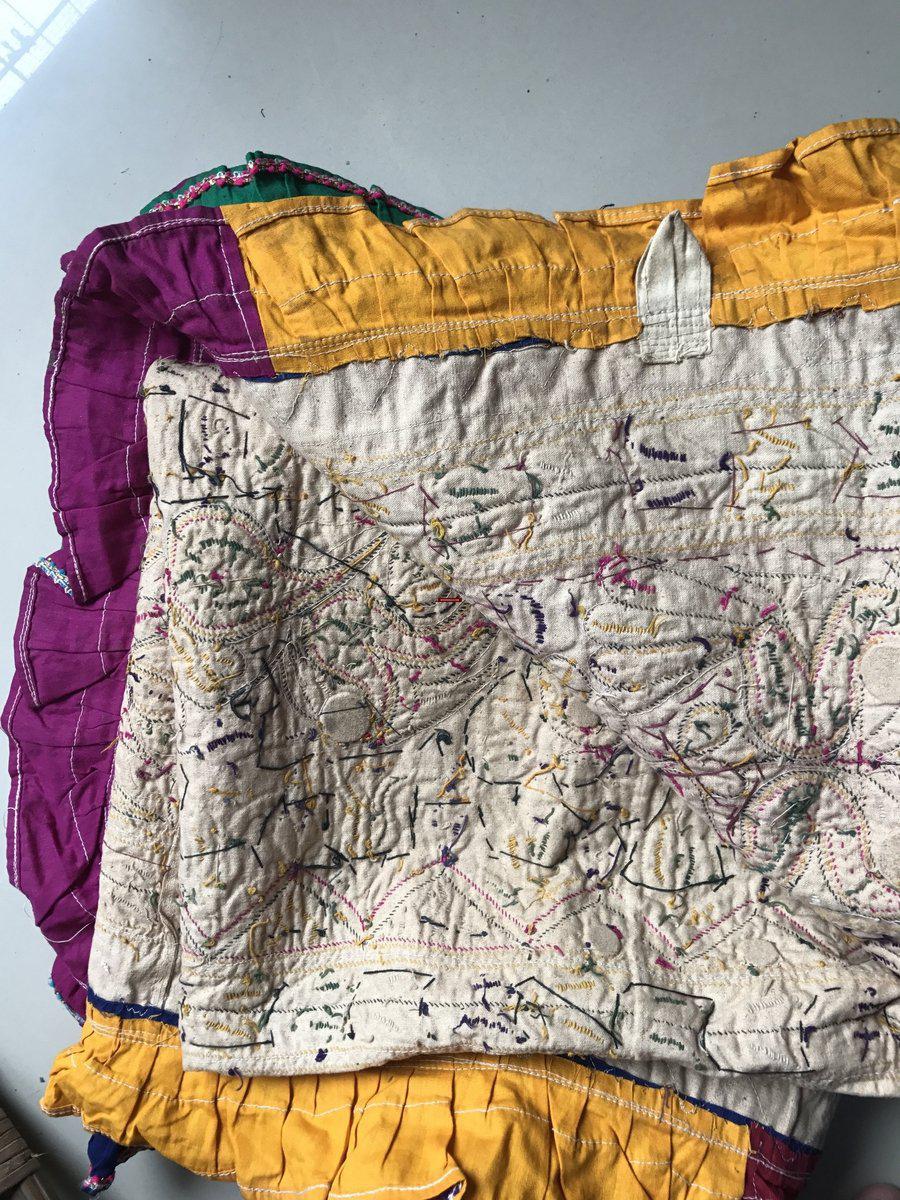 958 Amazing Gujarat Ceremonial Animal Cover with Embroidery - Gujarat-WOVENSOULS-Antique-Vintage-Textiles-Art-Decor