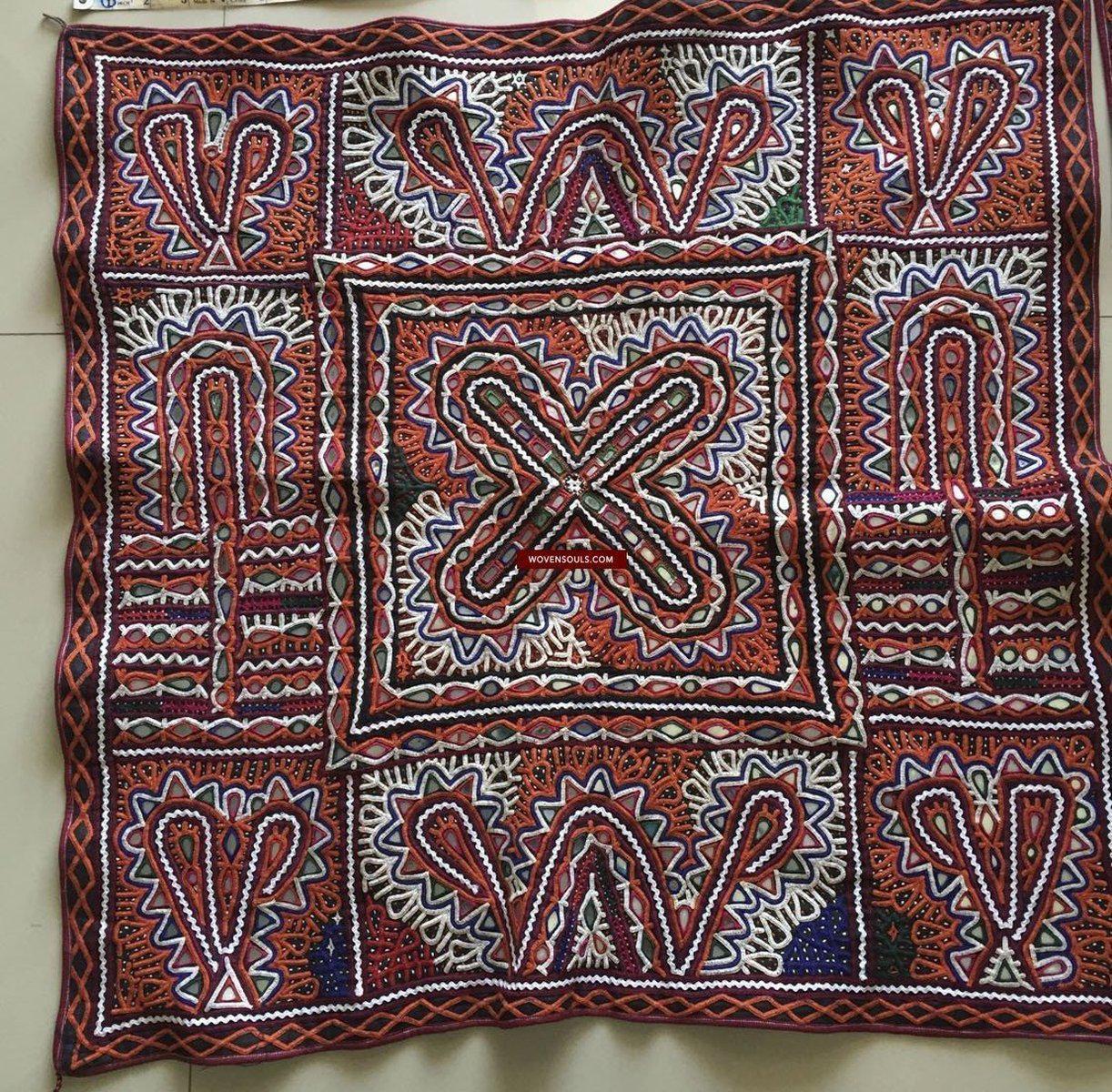 960 Chaakla Pair Orange - Vintage Rabari Embroidery from Gujarat-WOVENSOULS-Antique-Vintage-Textiles-Art-Decor