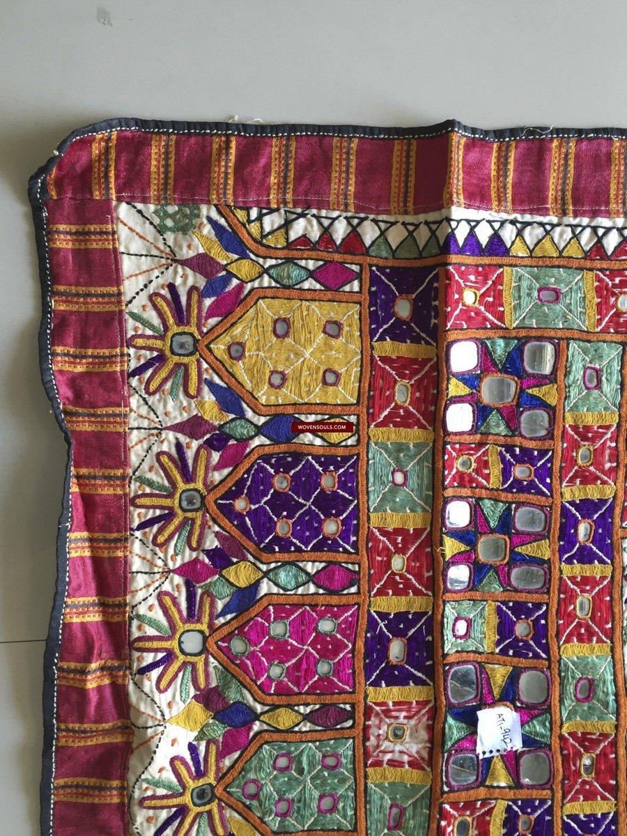 962 Vintage Dhaniyo with Embroidered Butterfly & Maidens, Kutch Gujarat Textile Art-WOVENSOULS-Antique-Vintage-Textiles-Art-Decor