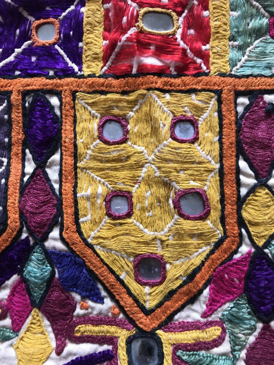 962 Vintage Dhaniyo with Embroidered Butterfly & Maidens, Kutch Gujarat Textile Art-WOVENSOULS-Antique-Vintage-Textiles-Art-Decor