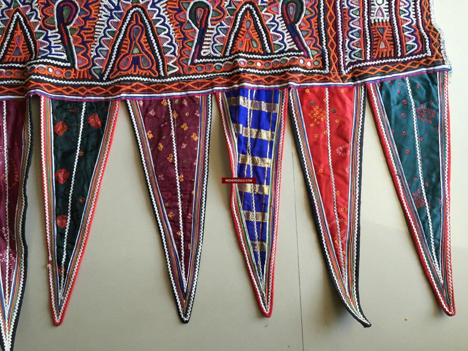 980 Long Vintage Rabari Embroidery Wall Decor Textile from Gujarat-WOVENSOULS-Antique-Vintage-Textiles-Art-Decor