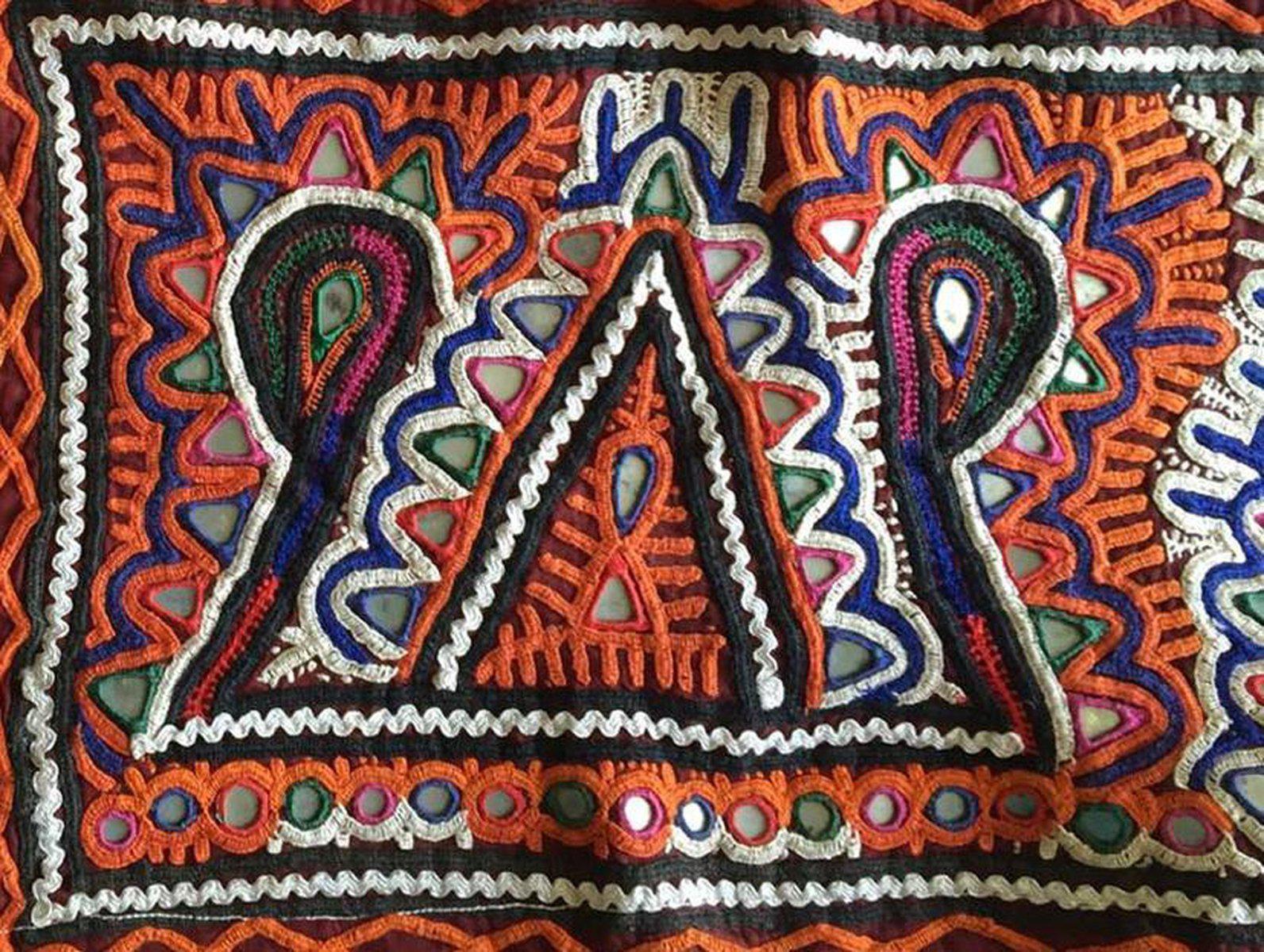 980 Long Vintage Rabari Embroidery Wall Decor Textile from Gujarat-WOVENSOULS-Antique-Vintage-Textiles-Art-Decor