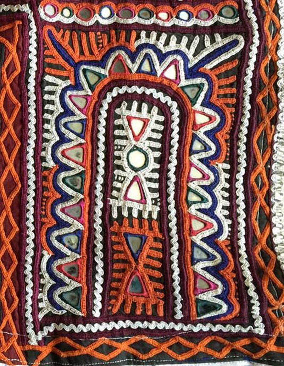 980 Long Vintage Rabari Embroidery Wall Decor Textile from Gujarat-WOVENSOULS-Antique-Vintage-Textiles-Art-Decor