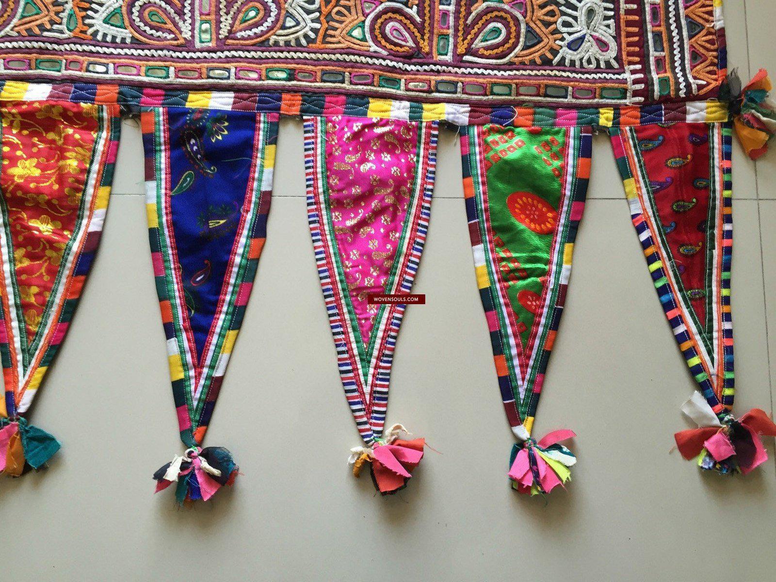 982 Vintage Rabari Embroidery Wall Decor Textile from Gujarat-WOVENSOULS-Antique-Vintage-Textiles-Art-Decor