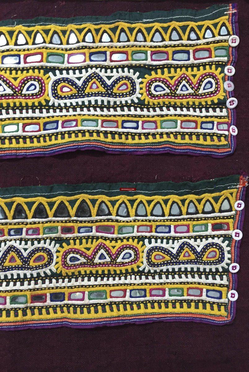 989 Vintage Embroidery Panels Trim - Vintage Rabari Embroidery from Gujarat-WOVENSOULS-Antique-Vintage-Textiles-Art-Decor