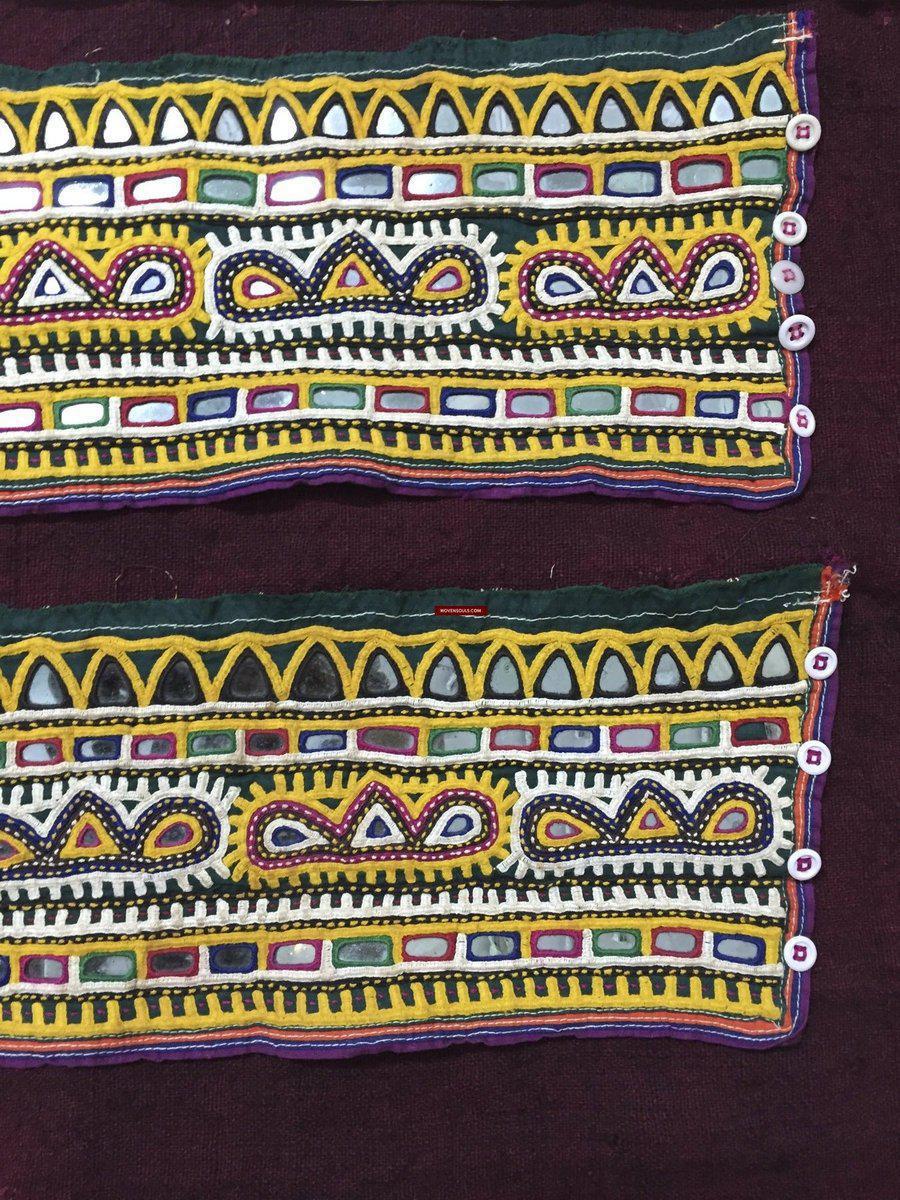 989 Vintage Embroidery Panels Trim - Vintage Rabari Embroidery from Gujarat-WOVENSOULS-Antique-Vintage-Textiles-Art-Decor