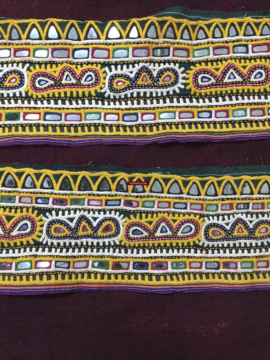 989 Vintage Embroidery Panels Trim - Vintage Rabari Embroidery from Gujarat-WOVENSOULS-Antique-Vintage-Textiles-Art-Decor