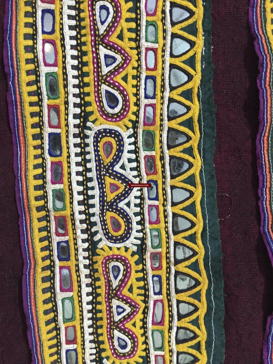 989 Vintage Embroidery Panels Trim - Vintage Rabari Embroidery from Gujarat-WOVENSOULS-Antique-Vintage-Textiles-Art-Decor
