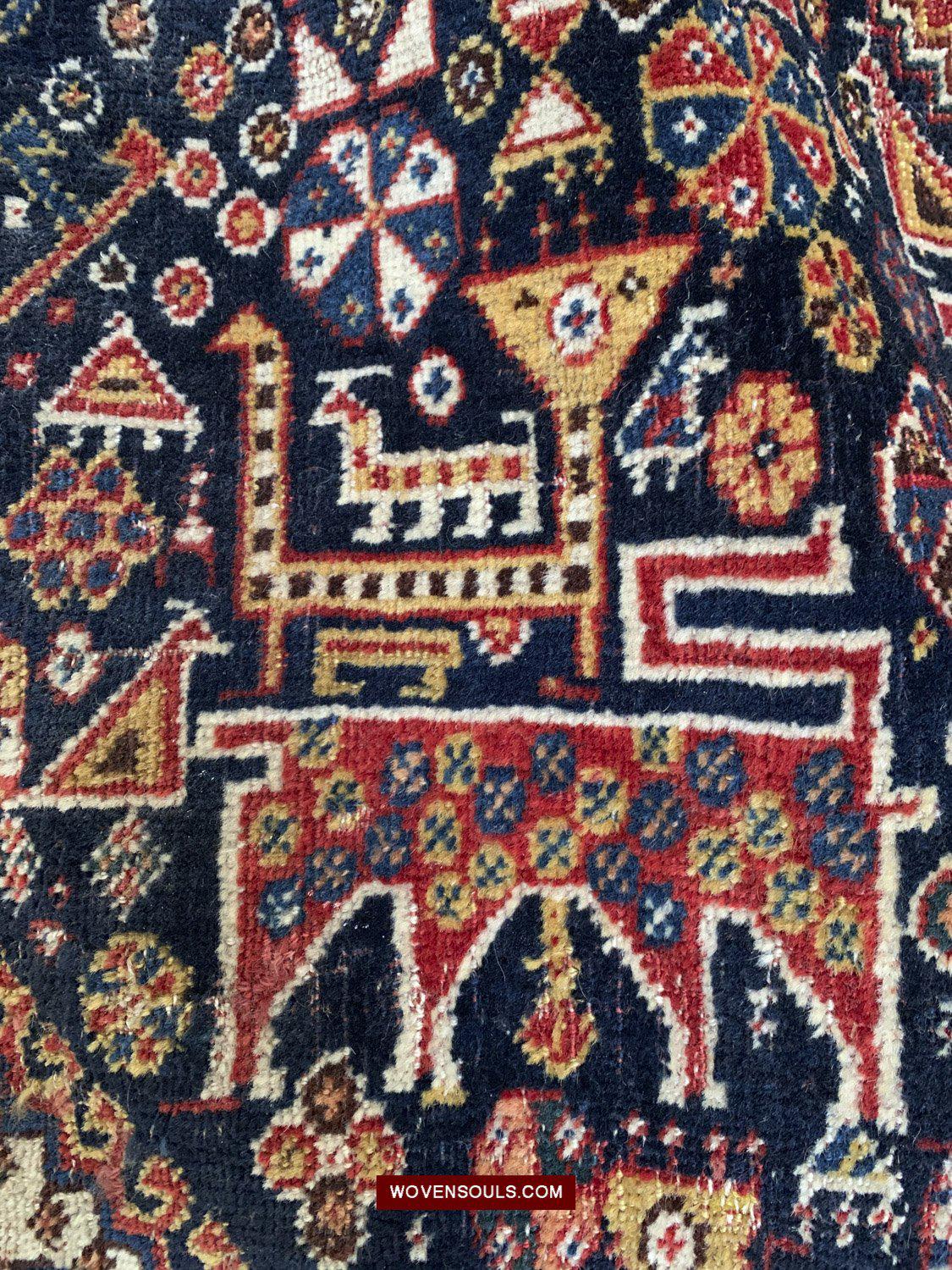 999 Antique Qashqai Tribal Rug with Shekarlu Influence - NFS-WOVENSOULS Antique Textiles & Art Gallery