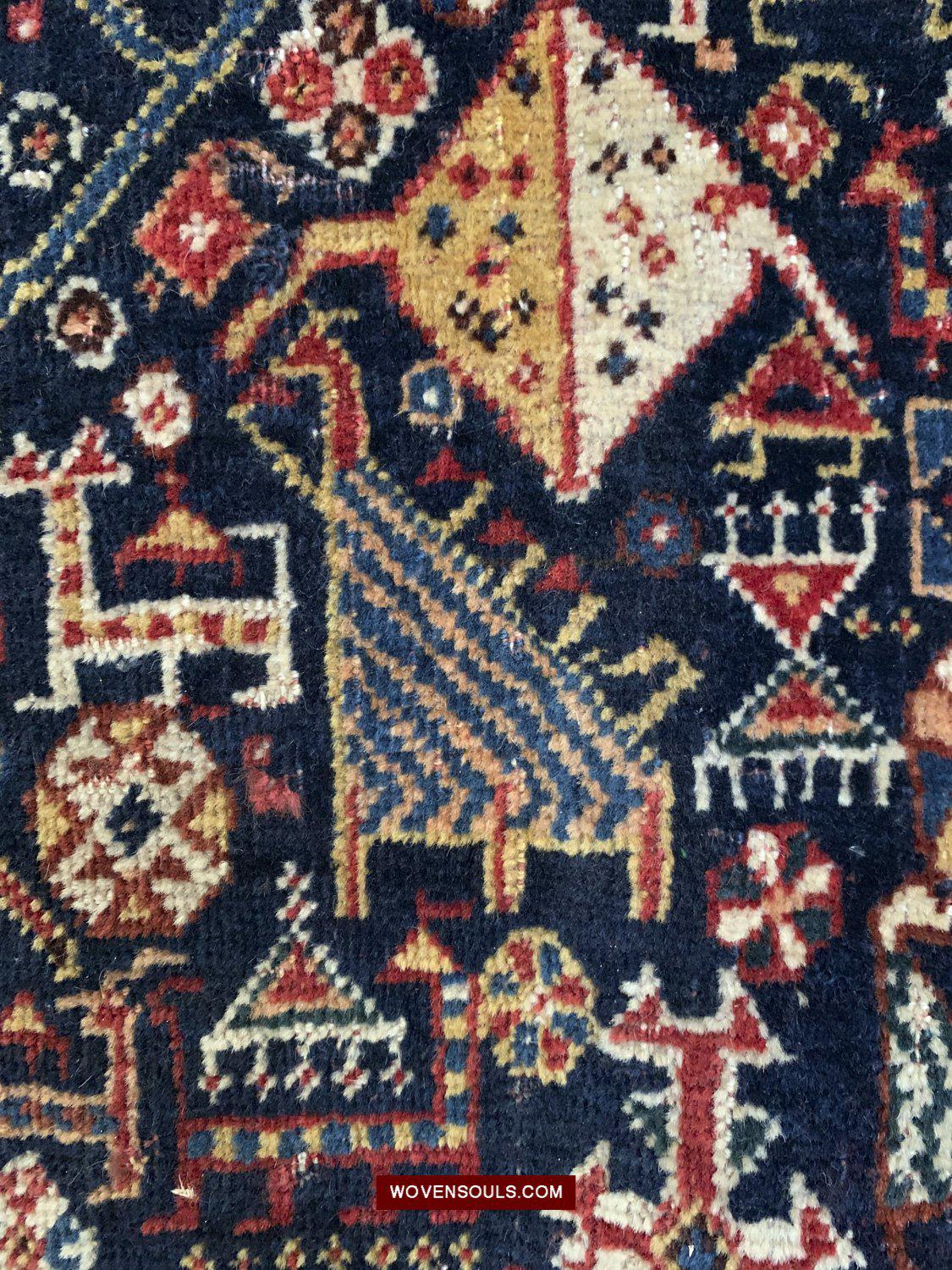 999 Antique Qashqai Tribal Rug with Shekarlu Influence - NFS-WOVENSOULS Antique Textiles & Art Gallery