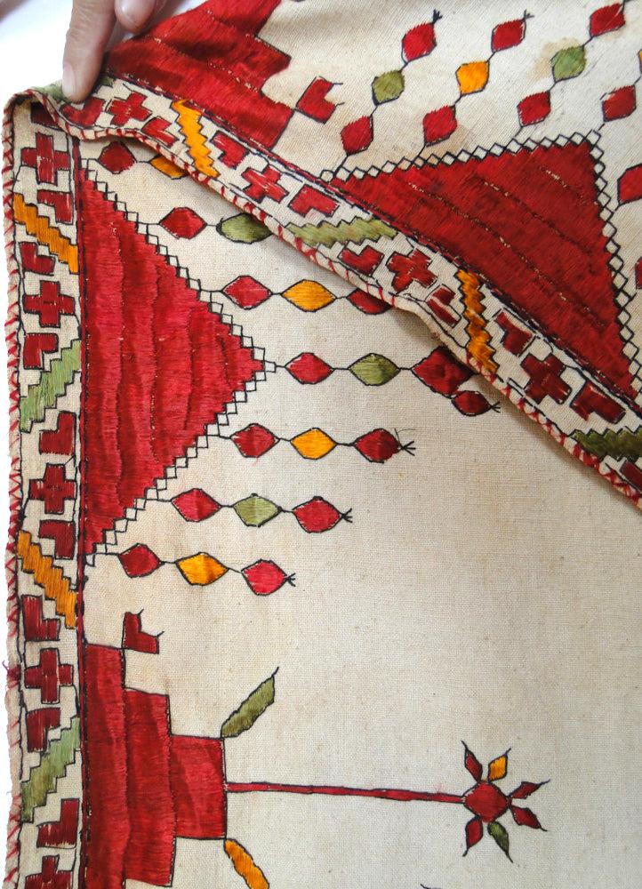 624 Rare Antique Swat Valley Wedding Textile Art Double Sided Embroidery - Antique Decor Ethnic Art