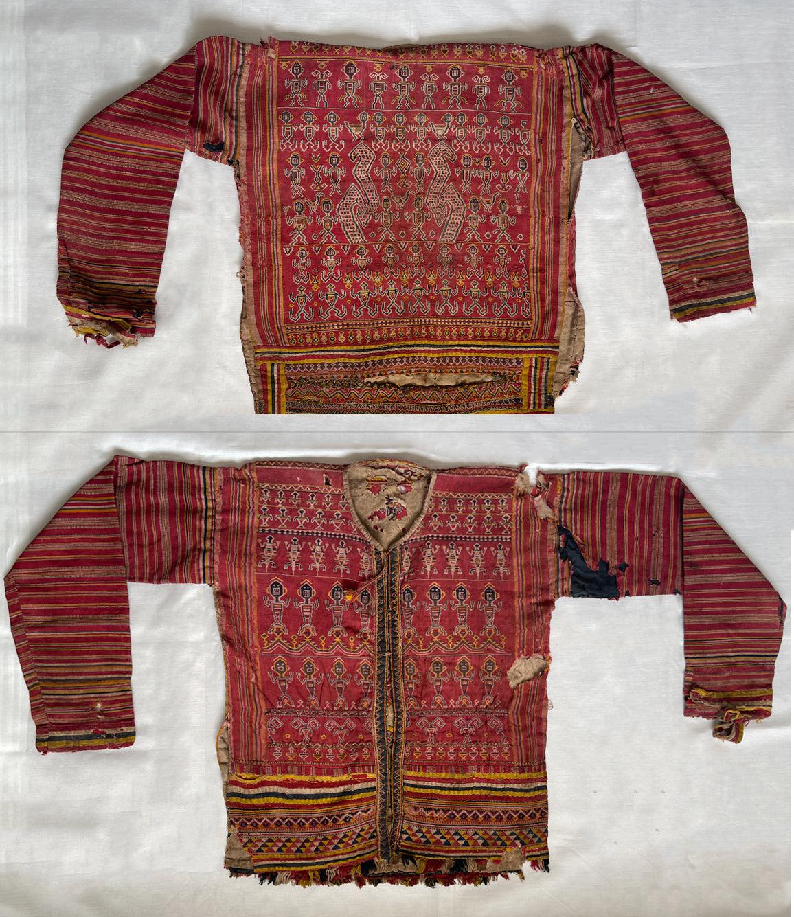 1809 Antique Figurative Dayak Kantuk Jacket Textile-WOVENSOULS Antique Textiles & Art Gallery