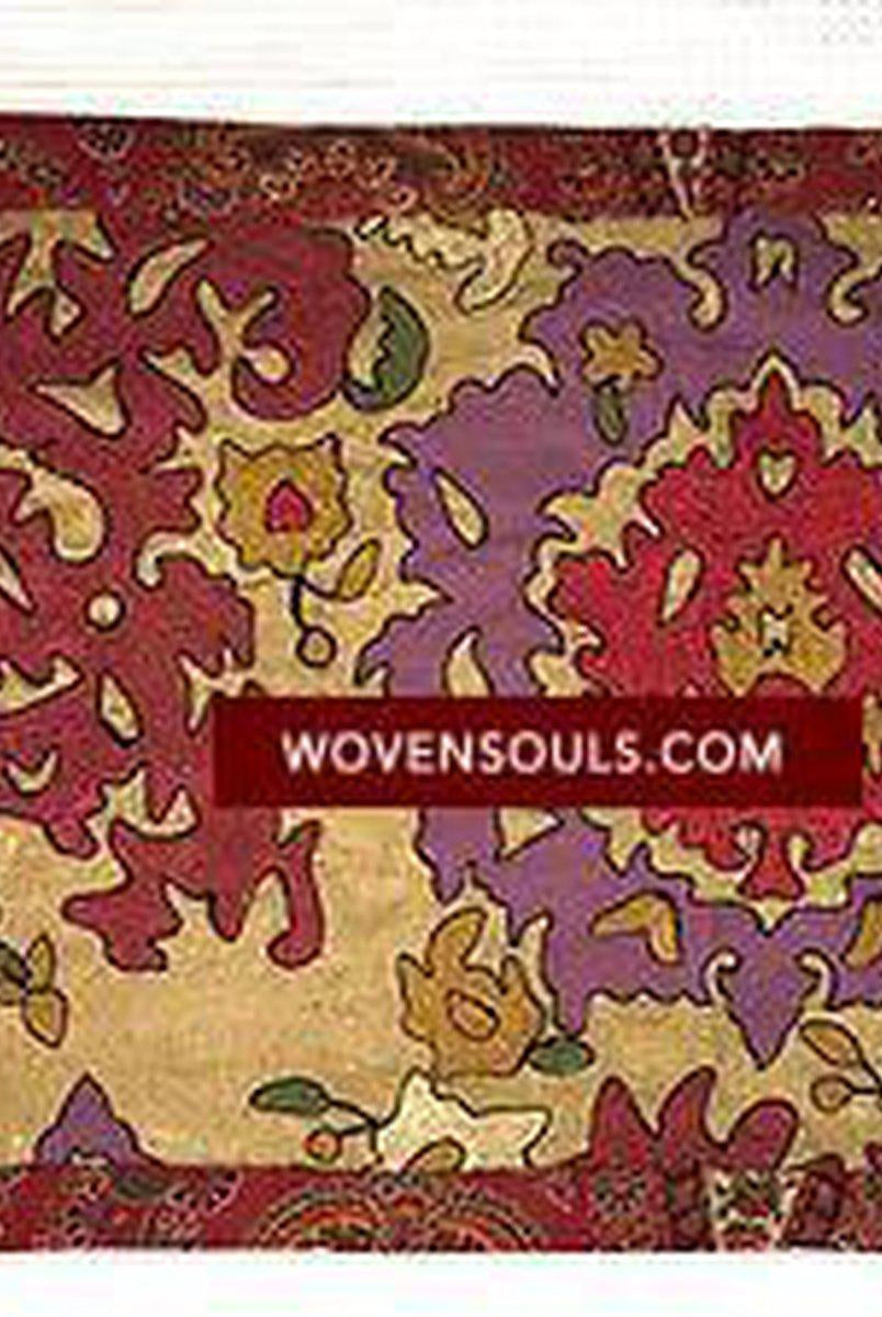 E116 SOLD Algerian EMbroidery Painted Textile panel-WOVENSOULS-Antique-Vintage-Textiles-Art-Decor