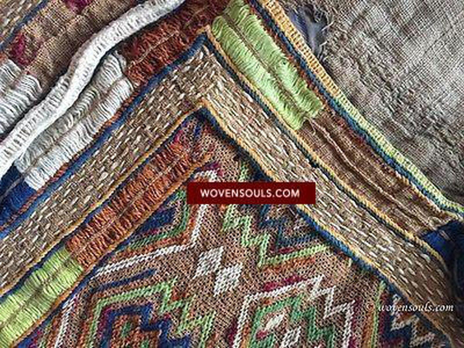 E121 SOLD RARE SEMI-ANTIQUE BANJARA STORAGE BAG SATCHEL PURSE - UNUSUAL COLORS-WOVENSOULS-Antique-Vintage-Textiles-Art-Decor