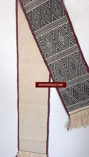 E186 SOLD - Myanmar Tribal Handwoven Cotton Band - Recently Made-WOVENSOULS-Antique-Vintage-Textiles-Art-Decor