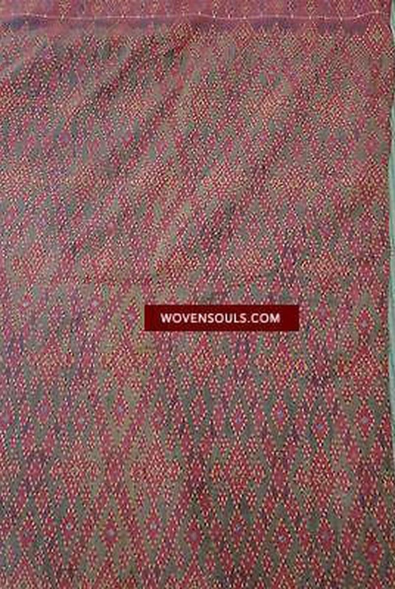 E505 SOLD Antique Cambodian Khmer Ikat Silk Sampot Fragment-WOVENSOULS-Antique-Vintage-Textiles-Art-Decor