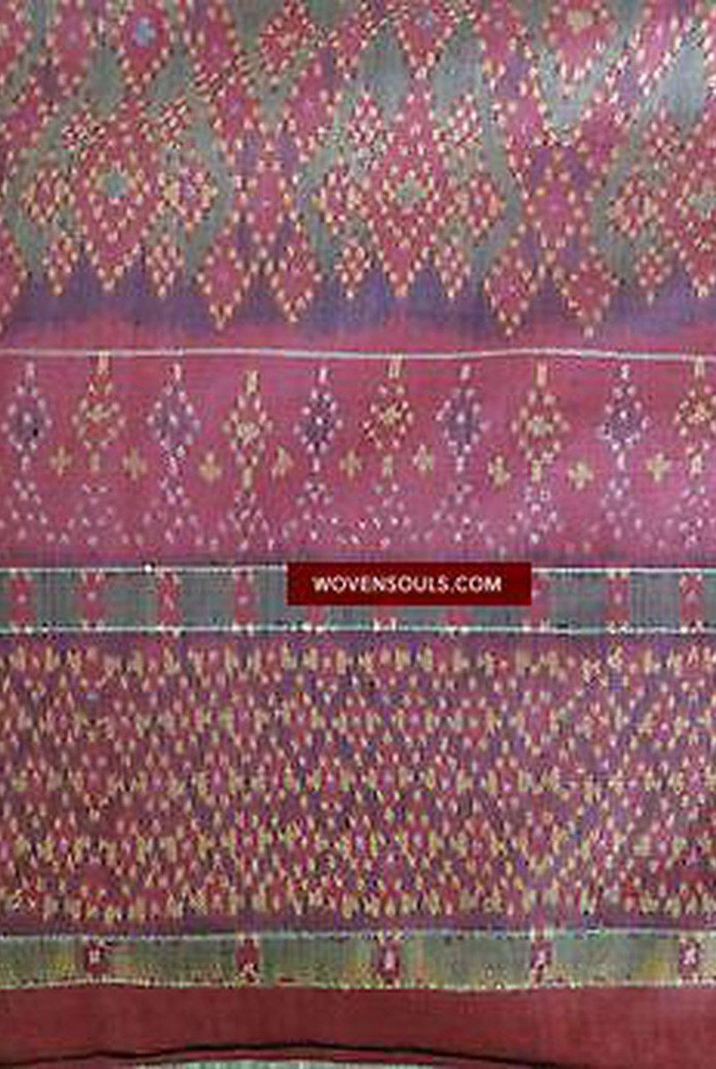 E505 VERKAUFT Antikes kambodschanisches Khmer-Ikat-Seiden-Sampot-Fragment-WOVENSOULS-Antike-Vintage-Textilien-Kunst-Dekor