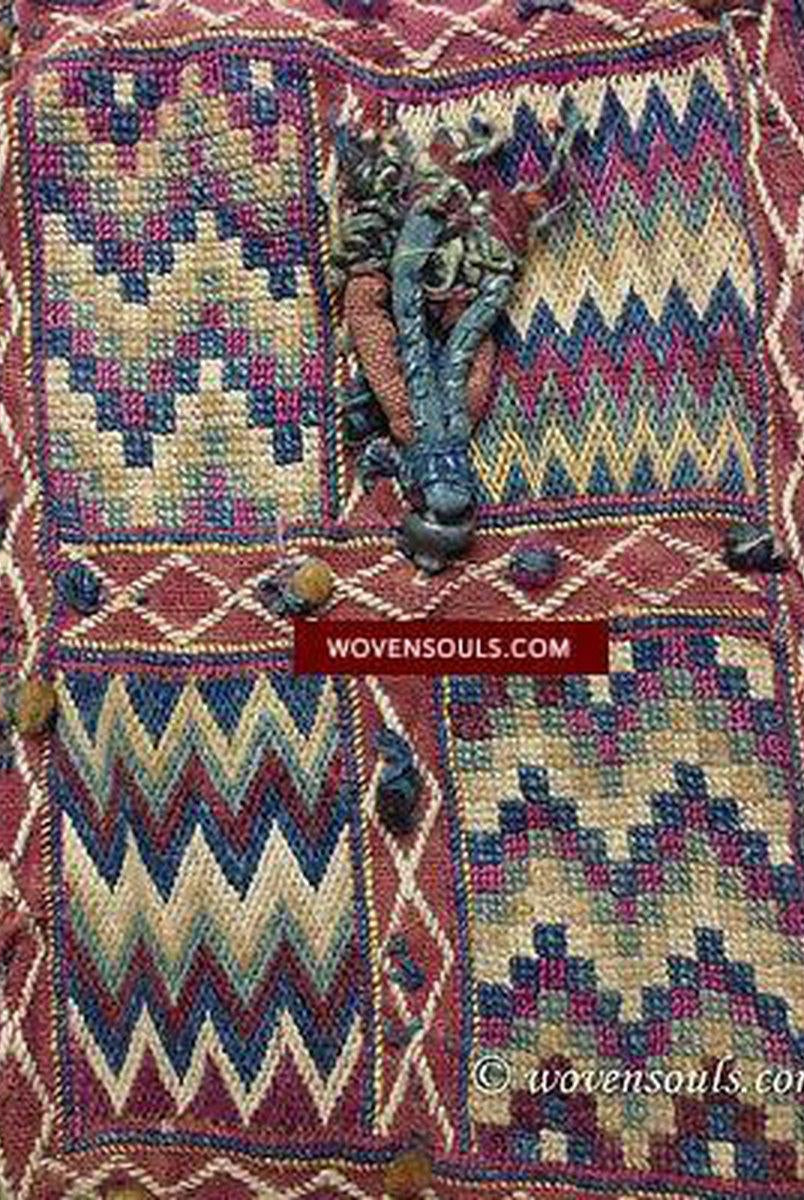 VENDUTO TESSUTO ANTICO CON COLORI SUPERBI E TESSITURA FINE-WOVENSOULS-Arredamento artistico-tessile-vintage-antico