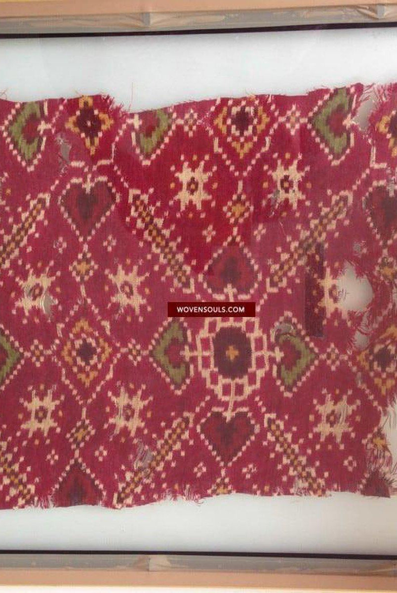 SOLD Antique Fragment of Heirloom Patan Patola Weaving 19th Century-WOVENSOULS-Antique-Vintage-Textiles-Art-Decor