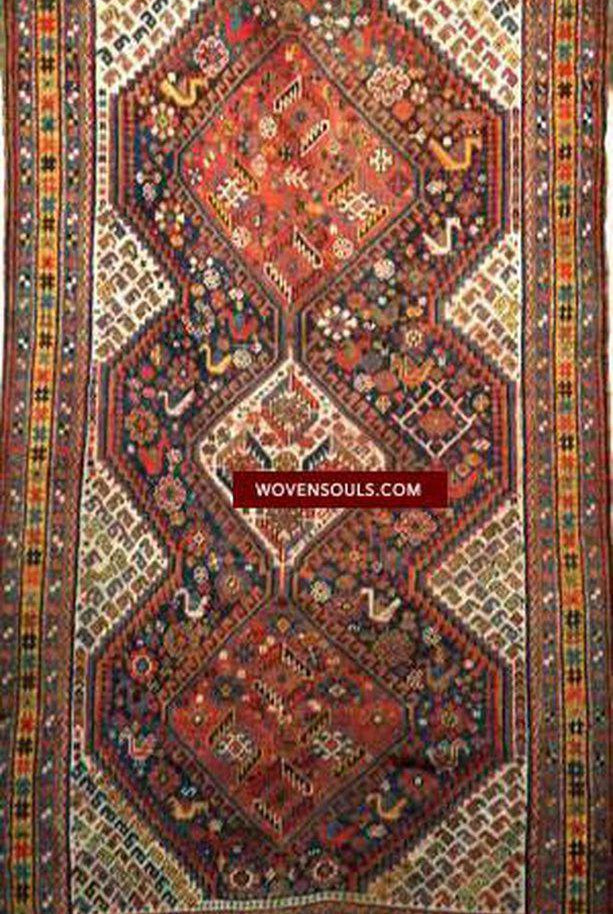 SOLD Antique Khamseh Rug-WOVENSOULS-Antique-Vintage-Textiles-Art-Decor