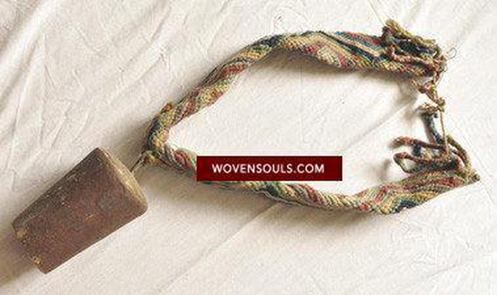 SOLD Antique Tibet Yak Bell with Woven Belt-WOVENSOULS-Antique-Vintage-Textiles-Art-Decor