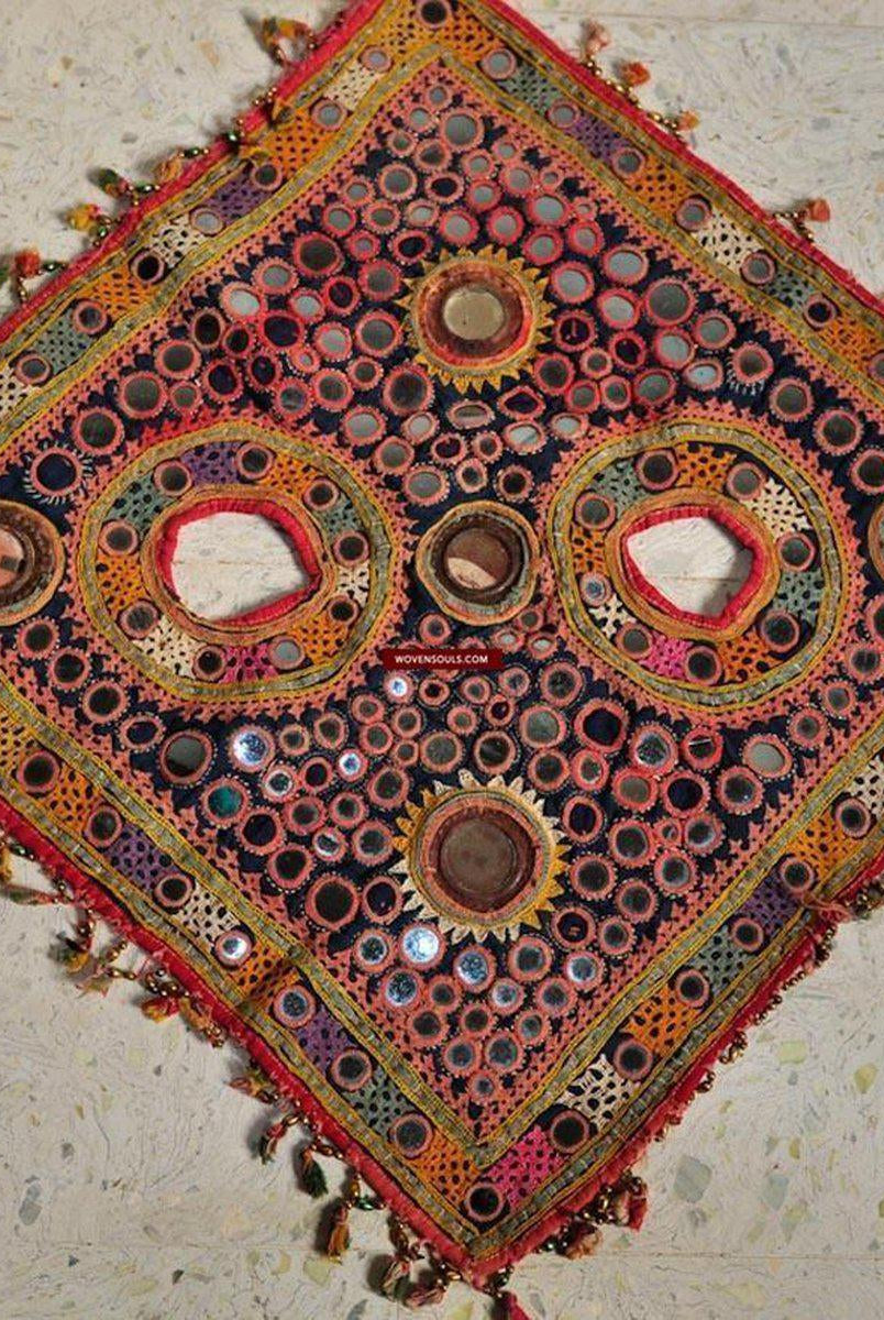 Old Camel Headdress Textile Art-WOVENSOULS-Antique-Vintage-Textiles-Art-Decor