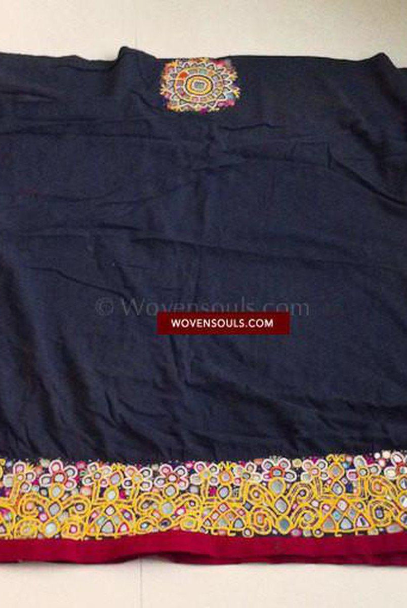 Old Gujarat Mirror Embroidery Shawl-WOVENSOULS-Antique-Vintage-Textiles-Art-Decor