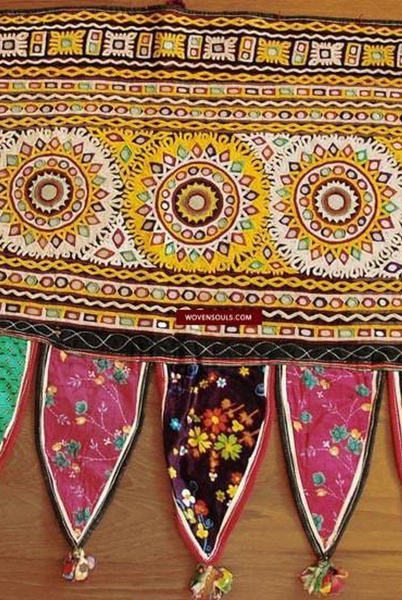 SOLD Old Gujarat Rabari Embroidery Toran-WOVENSOULS-Antique-Vintage-Textiles-Art-Decor