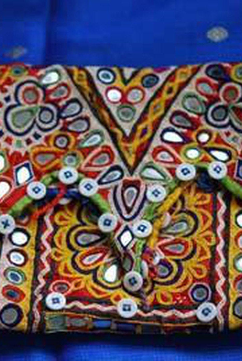 SOLD Old Kutch Mirror Embroidery Purse-WOVENSOULS-Antique-Vintage-Textiles-Art-Decor