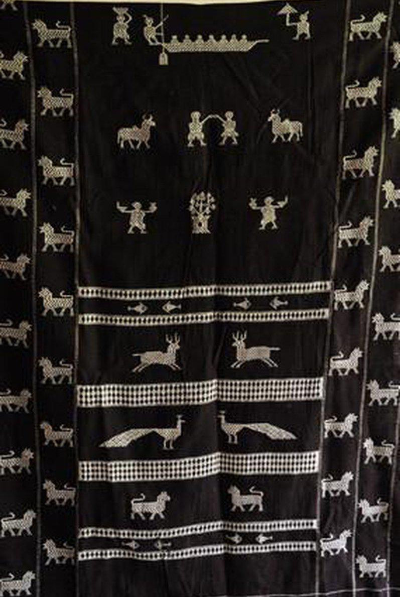 Old Odisha Hunting Shawl-WOVENSOULS-Antique-Vintage-Textiles-Art-Decor