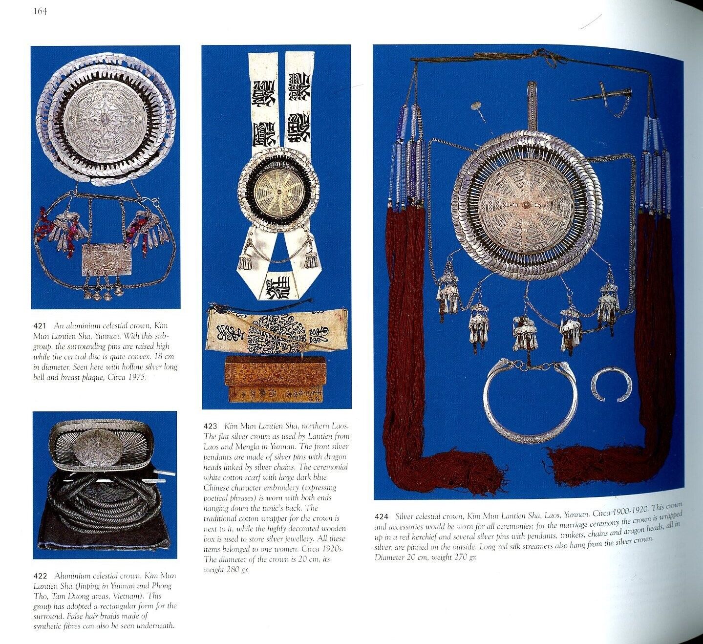 1736 Old Yao Cover Cloth for Celestial Crown - with Inscription in Embroidery-WOVENSOULS Antique Textiles & Art Gallery